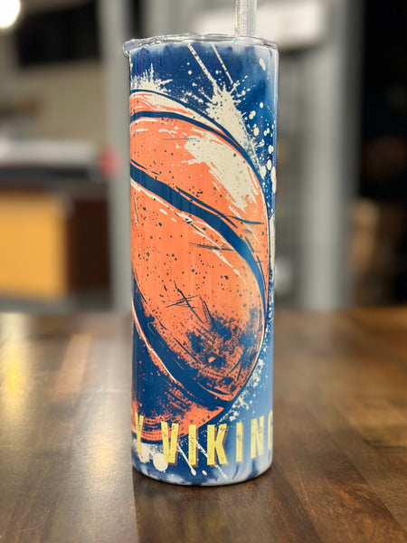 Tri-Valley Vikings Basketball 20 oz Skinny Tumbler