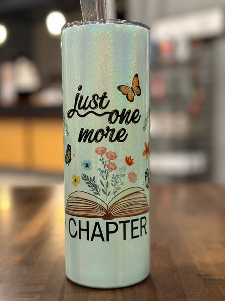 Just One More Chapter Shimmer 20 oz Skinny Tumbler