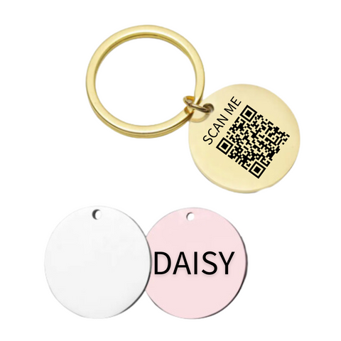 QR Coded Metal Pet Tag Circle
