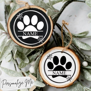 Personalized Paw Print Wood Ornament